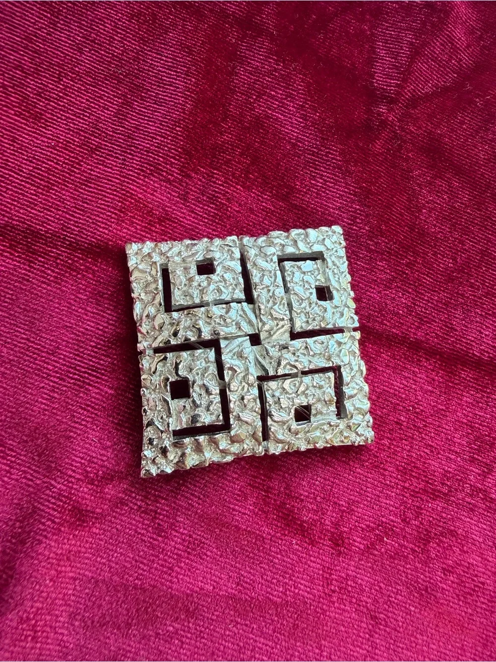 Vintage Trifari Geometric Textured Brooch